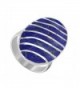 Gem Avenue 925 Sterling Silver Blue Lapis Gemstone 25 x 16mm Oval with Stripes Design Ring - CX11C8I71I3