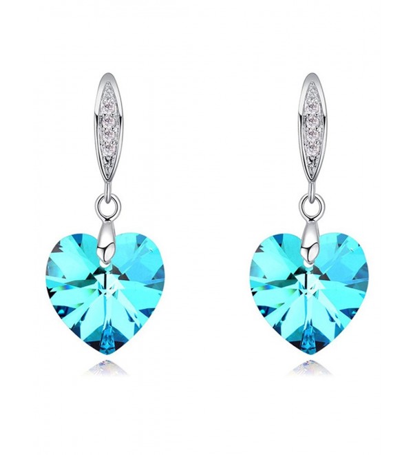 FANSING Drop Dangle Chandelier Earrings for Womens Heart Crystal - Blue - C912N1T2NHC