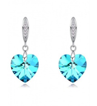 FANSING Drop Dangle Chandelier Earrings for Womens Heart Crystal - Blue - C912N1T2NHC