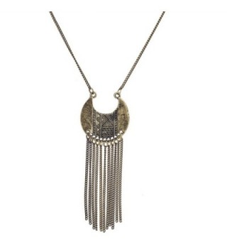 Lux Accessories Burnished Gold Tribal Tassel Pendant Necklace - C112N8YW1D6