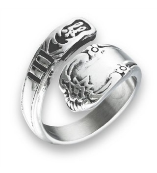 Sac Silver Victorian Claddagh Style Open Wrap Spoon Ring Stainless Steel Band Sizes 7-10 - CK182ZUAT25