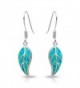 Bling Jewelry Blue Synthetic Opal Inlay Nature Leaf Sterling Silver Dangle Leverback Earrings - CC11KFO0DZZ