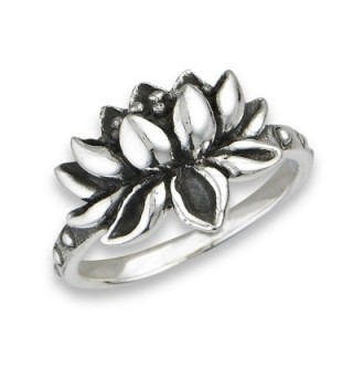.925 Sterling Silver Open Lotus Flower Ring - CQ124ABZ8AB