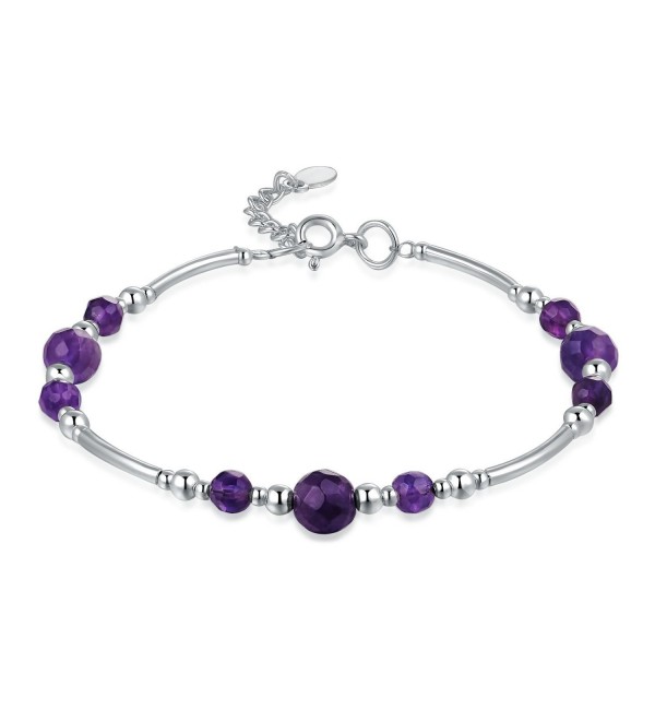925 Sterling Silver Purple Amethyst Segment Tube Bracelet (7') - CO125HQ9NSD