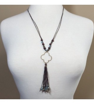 Tassel Fringe Silver Clover Necklace