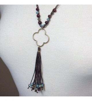 Tassel Fringe Silver Clover Necklace in Women's Chain Necklaces