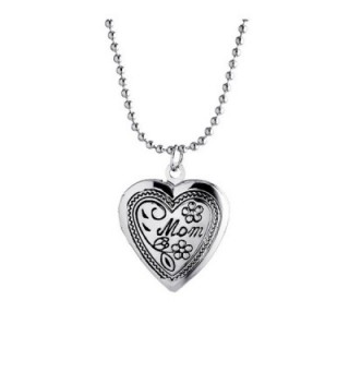 Mother's Day Gift for Mother Engraved Mom Flower Heart Shaped Photo Locket Necklace - Silver - CR17AZXI3CR