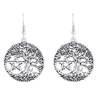 Tree of Life Yggdrasil Pentacle Pentagram Portugal Drop Earrings for Women - CK1867EMNG0