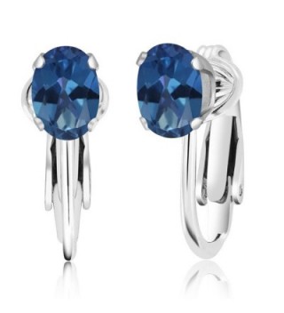 1.90 Ct Oval Royal Blue Mystic Topaz 925 Sterling Silver Clip-On Earrings - CC11OQB6A59