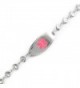 MyIDDr - Pre-Engraved & Customizable Breast Cancer ID- Medical Alert Bracelet- Heart Chain - CU11CK9LVAD