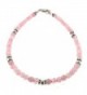 Womens Rose Quartz & Sterling Silver Ladies Beaded Gemstone Anklet with Daisies - CD11CPAID6H