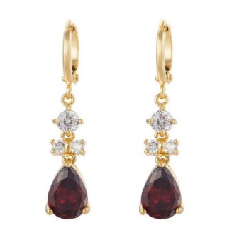 YAZILIND Women Luxury 18K Gold Plated Tear Drop Austrian Crystal Hoop Dangle Drop Earrings Gift Ideas - Red - C912KUTAIGH