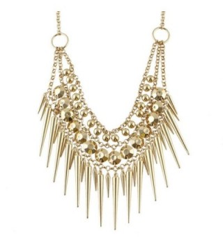 Feelontop Fashion Long Spike Statement Choker Collar Necklace with Jewelry Pouch - Gold - CC12HIFDBZH