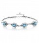 4.20 Ct Oval Swiss Blue Topaz Gemstone Birthstone 925 Sterling Silver Bracelet - C411LDRHYJB