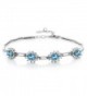 4.20 Ct Oval Swiss Blue Topaz Gemstone Birthstone 925 Sterling Silver Bracelet - C411LDRHYJB