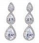 EVER FAITH Silver-Tone Cubic Zirconia Birthstone 3 Tear Drop Dangle Earrings - Clear - CW126RR9IWH