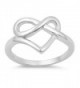 Heart Pretzel Infinity Love Knot Promise Ring Sterling Silver Band Sizes 4-10 - CF1854MA2R3
