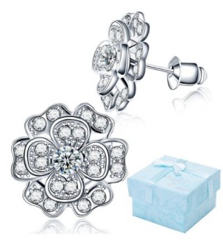 Buyless Fashion Hypoallergenic Surgical Steel Clear Studded 3-D Flower Earring - Silver - CA12NUOKB3A