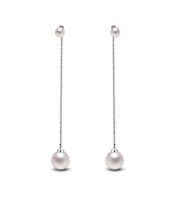 YAMULA Korean Fashionable Tassel Drop Earrings with Pearl Silver Plated Drop Earrings - CU17YD87457