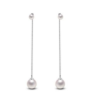 YAMULA Korean Fashionable Tassel Drop Earrings with Pearl Silver Plated Drop Earrings - CU17YD87457