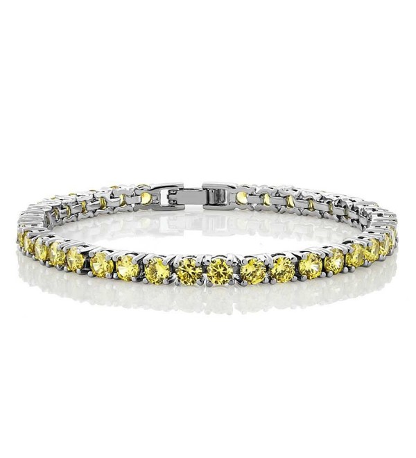 12.00 Ct Round Cut Canary Yellow Cubic Zirconias CZ 7" Tennis Bracelet 7 Inch - C311KCQXGCD