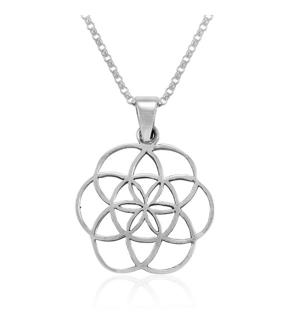 MIMI Sterling Silver Flower of Life Seed of Life Pendant Necklace- 18 inches - CR127QL8UEF