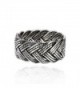 925 Oxidized Sterling Silver 10 mm Braided Woven Wave Antique Style Band Thumb Ring - CX11BS1NZ1X