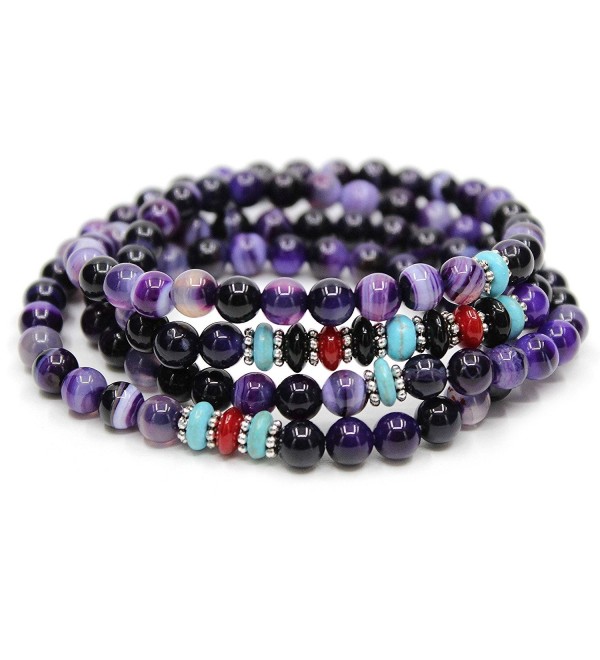 KISSPAT Natural Gemstone Bead Wrap Bracelet Crystal Chakra Stone Bracelet For Women - Amethyst - CE12EGI8OI3
