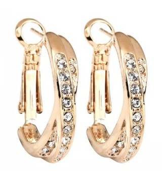 FC Rose Gold Plated Cubic Zirconia Crystal Cross Hoop Dangle Pierced Earrings - CG11DZLWU1P