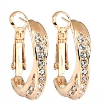 FC Rose Gold Plated Cubic Zirconia Crystal Cross Hoop Dangle Pierced Earrings - CG11DZLWU1P