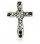 Akianna Silver-tone Swarovski Element Black Crystals Cross Pin Brooch - C81275W2NU7