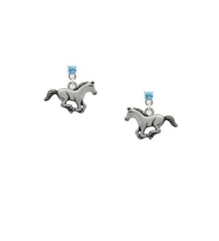 Delight Running Horse - Hot Blue Crystal Post Earrings - CO11KEORHUP