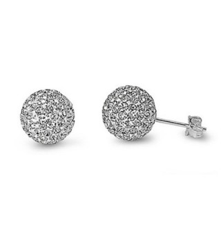 Sterling Silver Clear CZ Ball Stud Earrings - (Available Different Size) - C7118RD4YLF