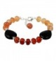 Stunning Carnelian And Black Agate 7 Inches Gemstone Trendy Bead Bracelet Jewelry for Women - CW12LGT6Z8B