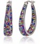 Carly Creations Women's Silver Plated Genuine Crystal Hoop Earring - Multicolored - C7183M4NC5Y
