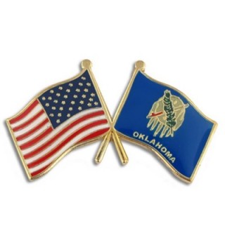 PinMart's Oklahoma and USA Crossed Friendship Flag Enamel Lapel Pin - CT119PEM967