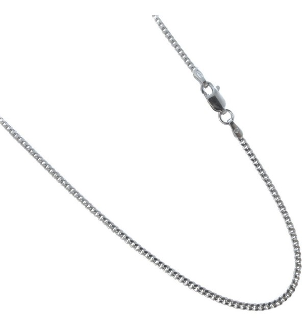 Miami Curb Style Necklace 2mm Rhodium Plated Over Sterling Silver Chain. 18-20-22-24-30 Inches - C311U871FOH