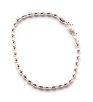 Sterling Silver 11-inch Charleston Rice Bead Link Anklet - Hiqh Quality Sturdy Ankle Bracelet 2-mm Beads - CH11NZNSN0P