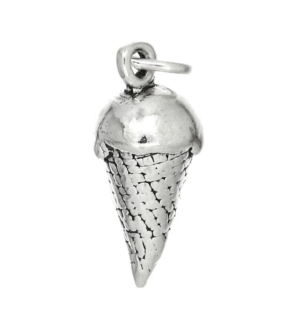 Sterling Silver Oxidized Three Dimensional Ice Cream Cone Charm - CR115SPQVIT