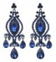 EVER FAITH Austrian Crystal Vintage Style Teardrop Dangle Chandelier Earrings - Black-Tone Sapphire-color - CD11ACKW8MR