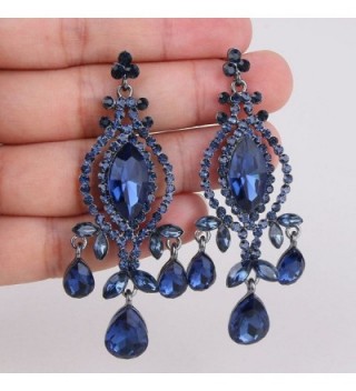 EVER FAITH Black Tone Chandelier Sapphire color in Women's Drop & Dangle Earrings