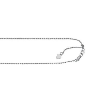 Silver with Rhodium Finish 1.0mm wide Diamond Cut Adjustable Rope Chain with Lobster Clasp - CG11F1BQHOD