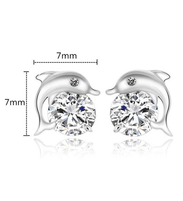 Silver Dolphin Crystal Stud Earrings - CI185R46U7H