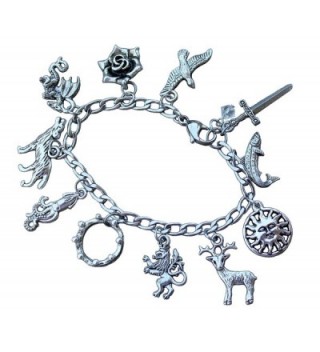 Game of Thrones Charm Bracelet Stainless Steel Chain- Pewter Charms- Fantasy Fan Jewelry - Sizes XS-XL - CF12L9UQH4T