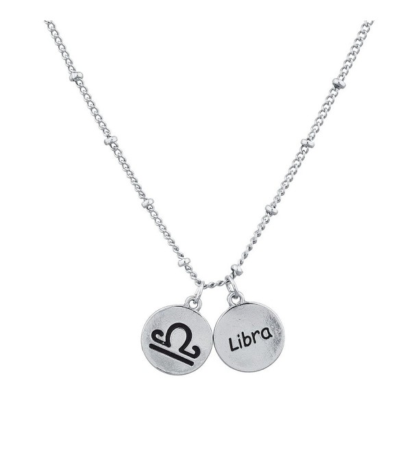 Lux Accessories Silvertone Libra and Astrological Sign Charm Necklace - CT12L9TZK4X
