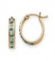Silver & 14k Gold-plated Diamond & Emerald Oval Hinged Hoop Earrings.Wt-0.02ct (0.7IN Long) - C811BEIXB5P