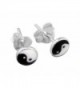 Sterling Silver and Black and White Enamel 5mm Yin and Yang Stud Earrings - CY12FJYCXBR