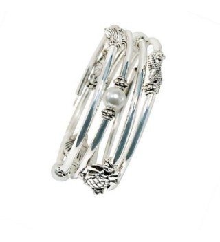 Silver Slinky Womens Bracelet Pearl