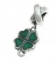 Sterling Silver Green Lucky Irish Four Leaves Clover Heart European Style Bead Charm - CB11D29N2H1