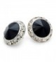 PammyJ Black 20mm Crystal Framed Post Earrings - CL113W9ITB5